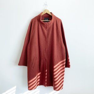 100% Wool Coat, NWOT, Women's Plus Size, Mock Neck, Red Brown, Size 3X
